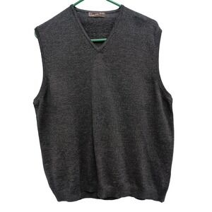Zara Mens Sweater Vest Size Large Black Wool Preppy Minimalist Pullover V-Neck